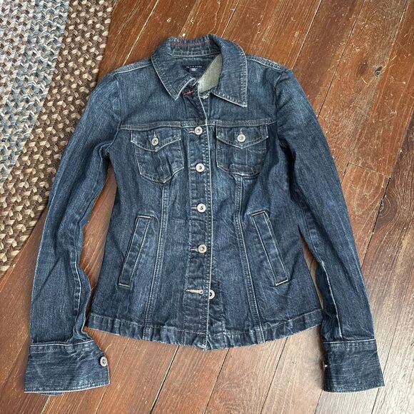Tommy Hilfiger Fitted Jean Jacket Denim Size XS Navy Blue Classic - Picture 1 of 5